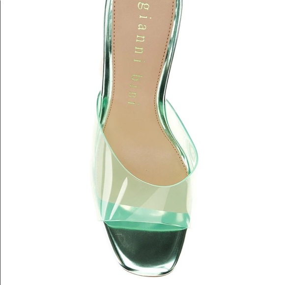 UEC Gianni Bini Oziee Vinyl Sculptural Heel Sandals Spring Green size 7.5 - Picture 6 of 10